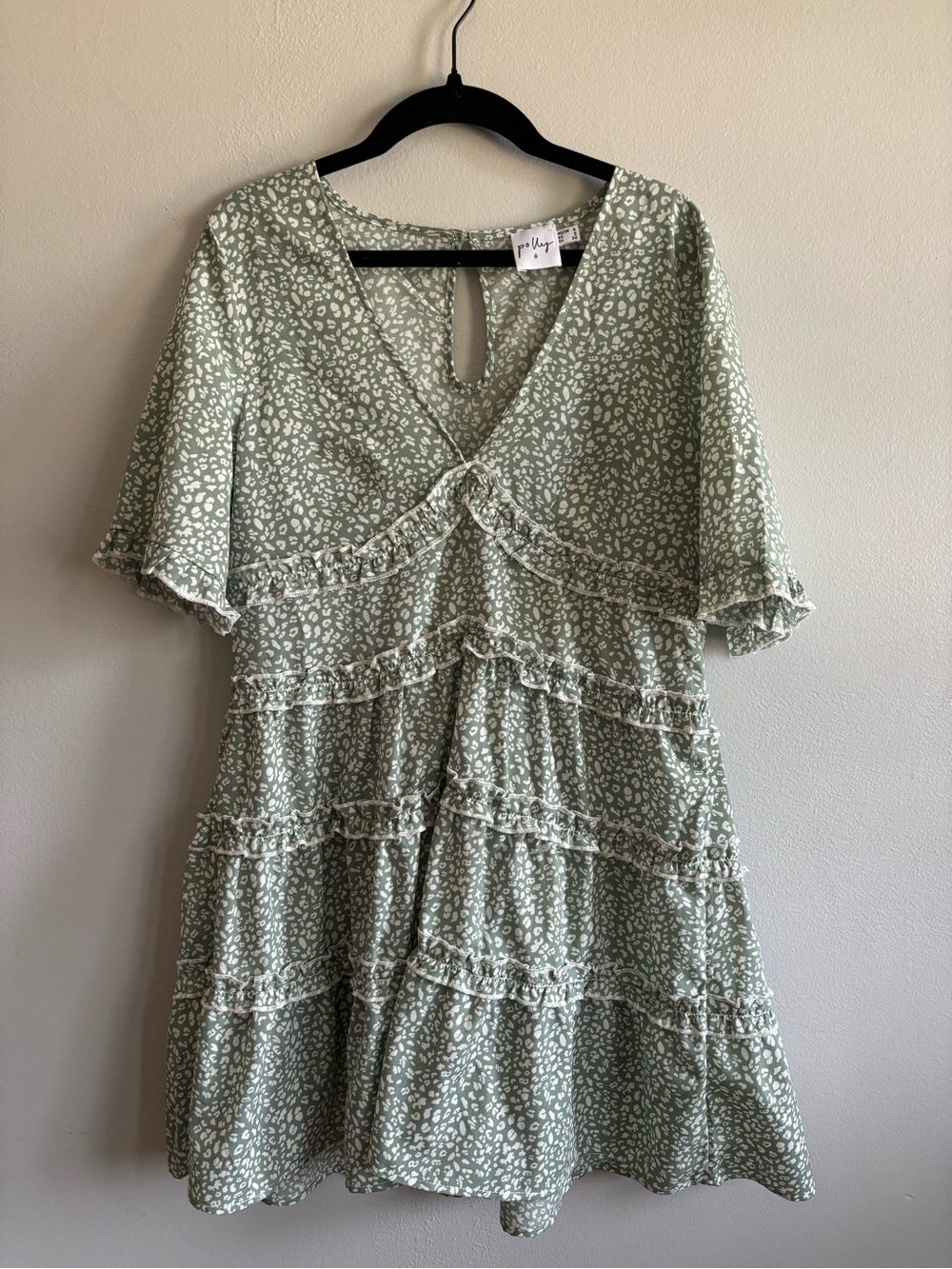 Princess Polly Candice ruffle mini dress in a sage green
